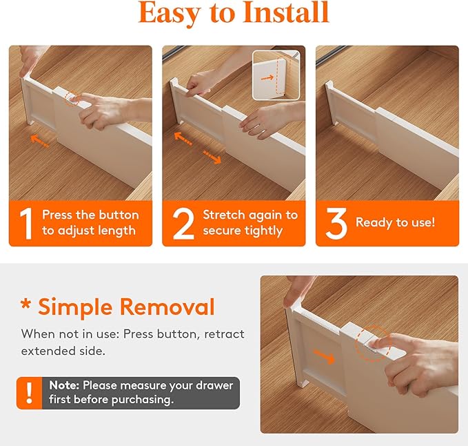 Lifewit 10 Pack Drawer Dividers Plastic 6" High, 13.5-22" Adjustable Drawer Organizers for Clothes, Expandable Dresser Separators in Bedroom/Bathroom/Kitchen/Fridge/Office Organization and Storage