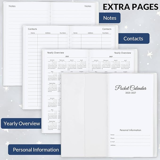 Pocket Calendar 2026-2027, 2026-2027 Monthly Planner - 3.7" x 6.7" - Runs from July 2025 Until December 2027, 2026 Pocket Calendar with PVC Cover for Organizing & Planning
