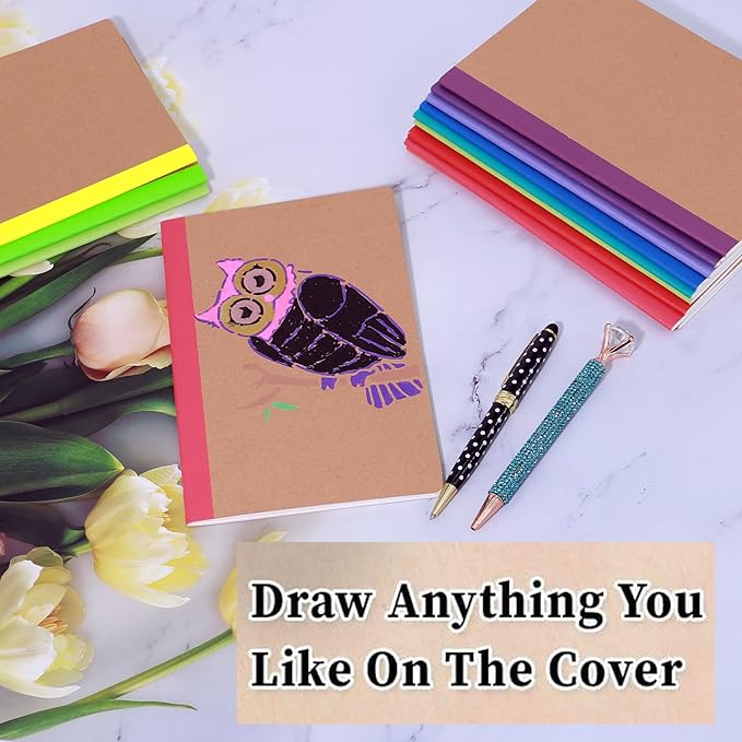 24 Pack A5 Kraft Notebooks Journal Notebook Lined Journal Bulk Writing Diary Subject Notebooks Planner with Thick Paper, 60 Pages, 30 Sheets, 8.3x5.5 inch