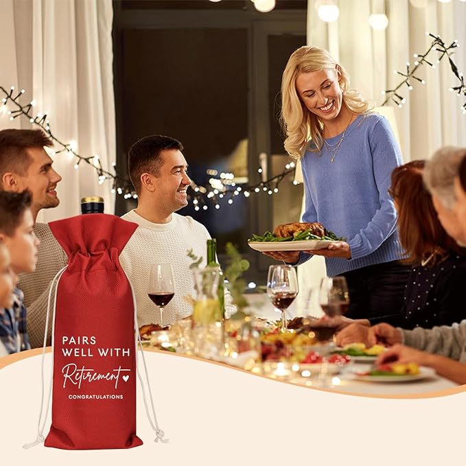 XFW Red Retirement Wine Bag Retirement Gifts for Women Men Farewell Gifts for Coworkers Going Away Gift for Friends Boss