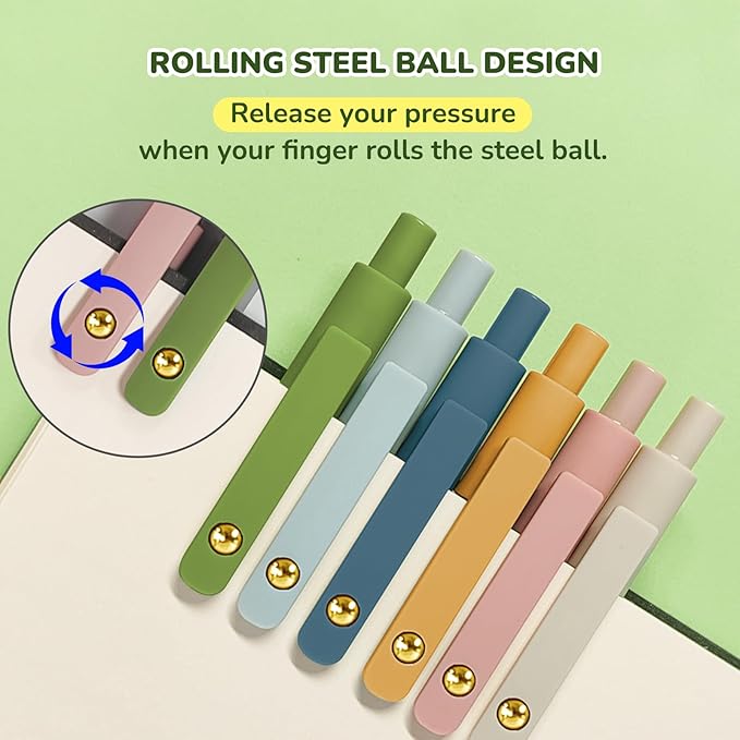 Gel Pens, 12 Pcs Black Ink Pens for Women, 0.5mm Fine Point Smooth Writing Pens, High-End Series Retractable Pens for Journaling Note Taking (12 Pcs Gold Morandi and Vintage)