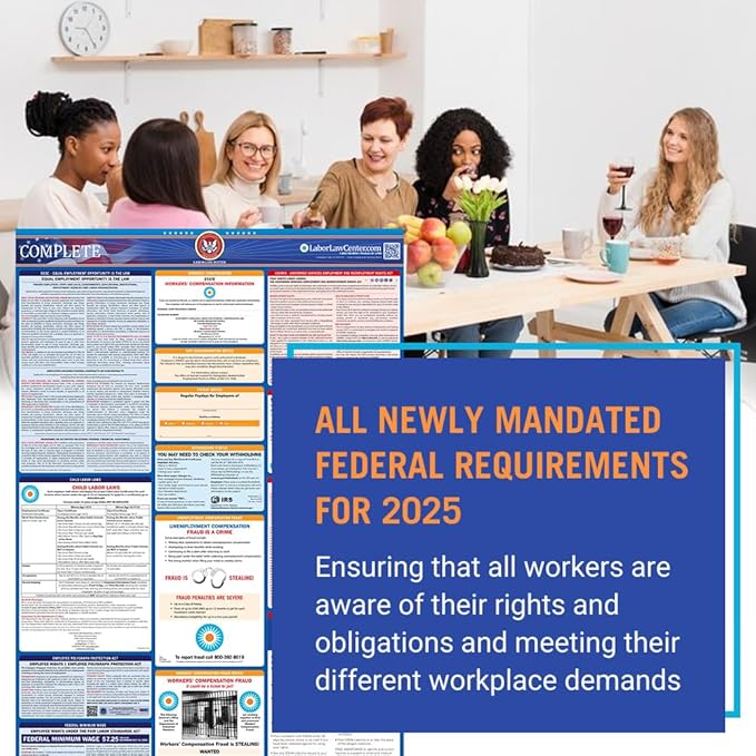 2025 Indiana Labor Law Poster – State, Federal, OSHA Compliant – Workplace Required Posting for Employees – English Employment Poster – Folded & Unlaminated – Envelope Packed