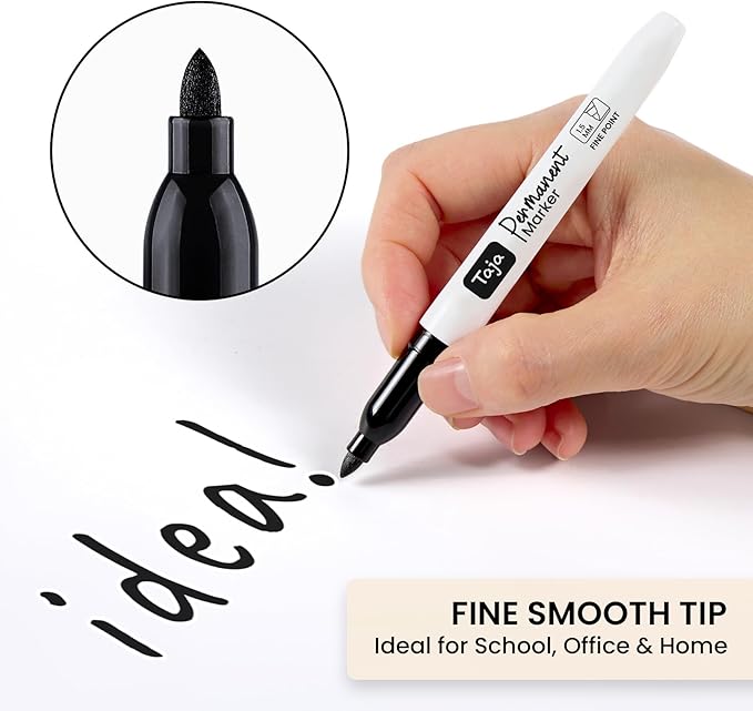 Permanent Markers Fine Tip, 30 Pack Black Quick-Drying and Fade-Resistant Permanent Markers Bulk Set for Writing and Drawing on Wood, Plastic, Metal, Glass, Stone, Ideal for Office School Supplies