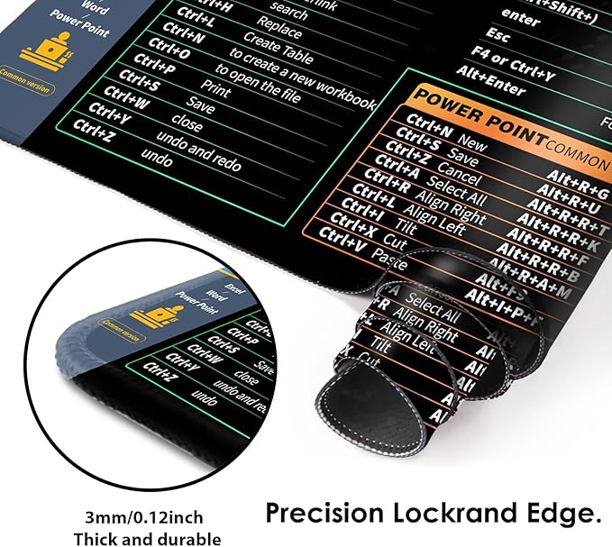 Galdas Gaming Mouse Pad XXL XL Large Long Extended Big Mousepad Non-Slip Rubber Keyboard Desk Pad with Stitched Edges for Laptop Home Office (31.5x11.8x0.08 Inch) … (Shortcut Keys1)