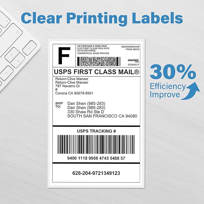 LotFancy 4x6 Thermal Labels, 500 Shipping Labels with Perforation, Permanent Adhesive, White Mailing Label Stickers, Compatible with Rollo, Zebra Thermal Printers