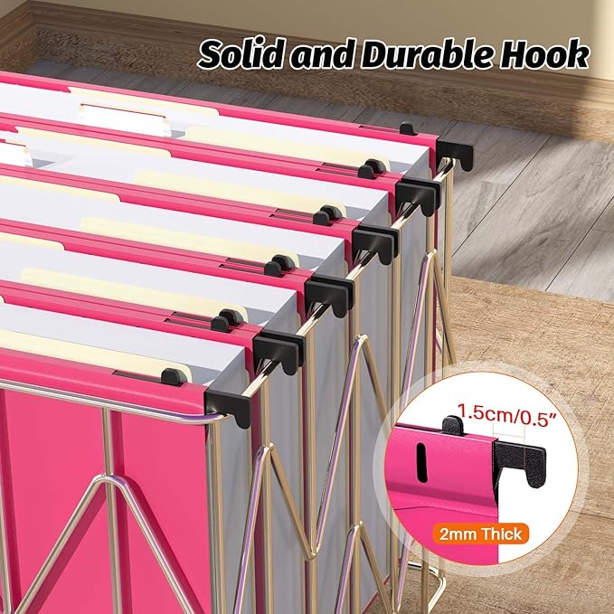 Extra Capacity Plastic Hanging File Folders,12 Pack Reinforced Hang Folders,Heavy Duty 2 Inch Expansion,Plastic Filing Cabinet Folders,Letter Size,Designed for Bulk Files, Medical Charts,Pink