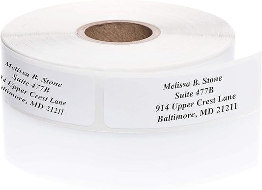 White Personalized Return Address Labels Without Dispenser - Roll of 250 Custom Stickers