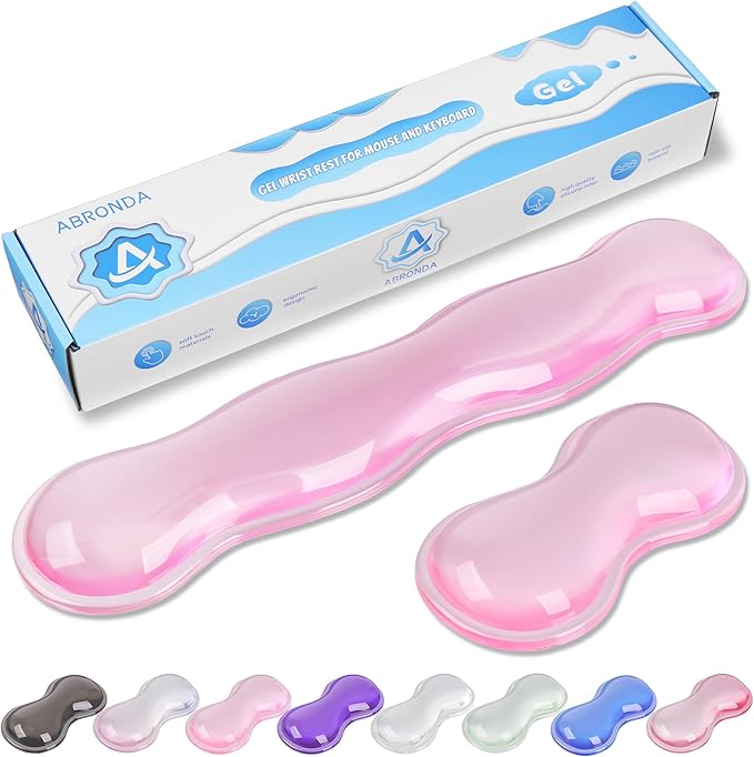 Gel Wrist Rest for Keyboard and Mouse, Wrist Rest for Keyboard, Mouse Wrist Support, Pain Relief, Cool Touch, Non-Skid, Keyboard and Mouse Wrist pad Set