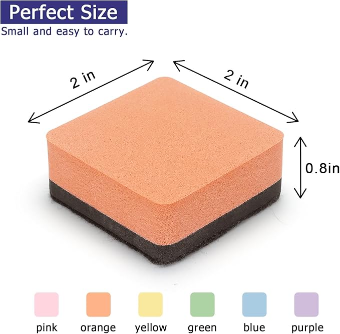 Tamaki 12 Pack Dry Erasers for White Board Magnetic Whiteboard Eraser, Whiteboard Erasers for Kids Classroom, Square Pastel Color