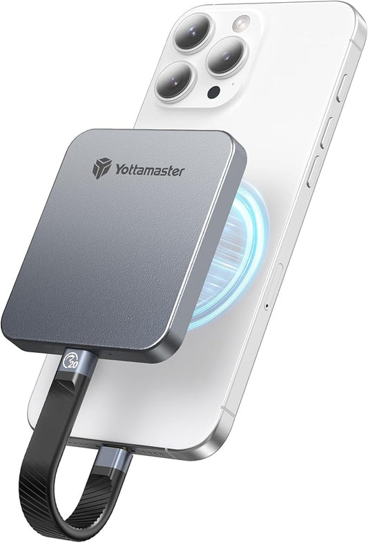 Yottamaster 2TB Magnetic External SSD, Up to 2000MB/s USB 3.2 Gen 2x2 Portable Solid State Drive, Supports 4K ProRes HDR Compatible with iPhone 16/15 Pro Max, Smartphone, Tablet, Laptop