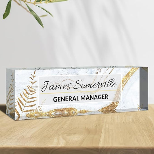 Desk Name Plate Personalized, Custom Name Plate for Desk, Acrylic Desktop Accessories, Office Gift & Decor for Women Men, Teacher Nurse Boss Employee Appreciation Gifts