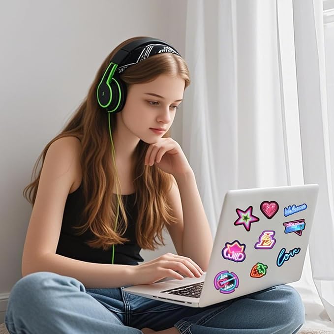 300+ Pieces Cool Neon Stickers Book for Laptop Phone Case Guitar Skateboard Helmet Bike Car Decals Scrapbooking Journaling Notesbook Luggage Water Bottles, Prizes Gift for Kids Teens Classroom Reward