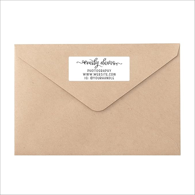 White Address Labels - Personalized Name Stickers, Custom Printed Return Mailing and Shipping Labels for Envelopes, Packages, Business, Home Use (Pretty Lowercase Script)