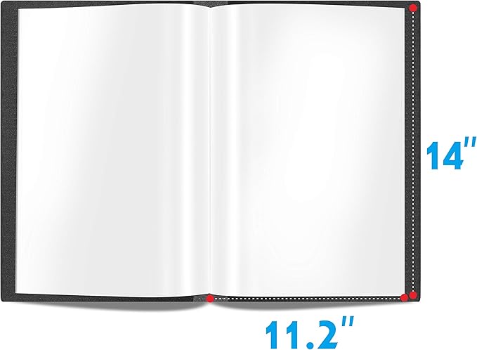 Presentation Book 40 Clear Pockets Sleeves Protectors Art Portfolio Clear Book for Artwork, Report Sheet, Letter(Can Accommodate 14 X 11inch)