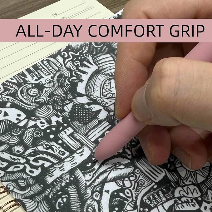 thinkor Gel Pens, 6 Pcs 0.5mm Quick Dry Black Ink Pens Fine Point Smooth Writing Pens, Cute Office School Supplies Gifts for Women (6 Pcs Pink -Black Ink)