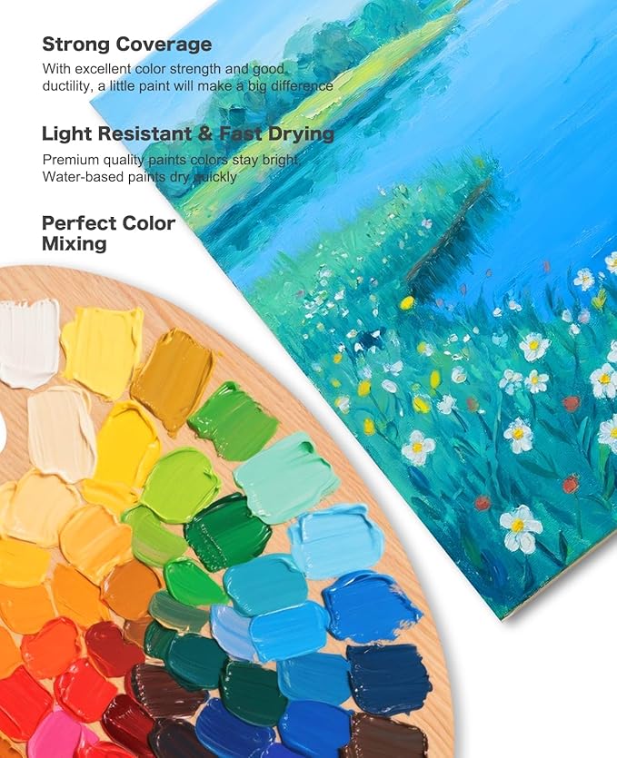 Acrylic Paint Set - 36 Colors 2 oz/59 ml Acrylic Paints for Professional Artists with 10 Brushes , Art Supplies for Painting Canvas Rock Wood Ceramic Glass Art Craft Painting, Rich Pigments Lasting Quality for Beginners, Students & Professional Artist