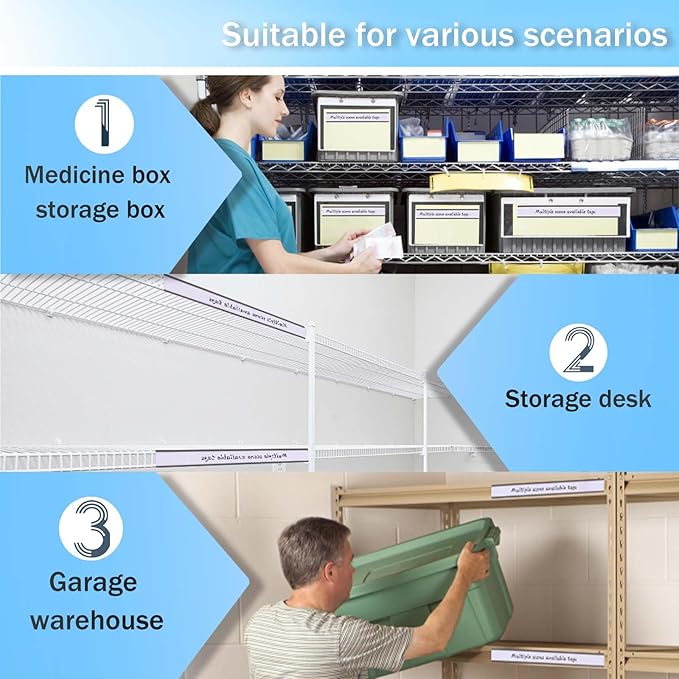Eeoyu Magnetic Label Holders with Magnets Magnetic Data Card Holders with Clear Plastic Protectors for Metal Shelf, Whiteboard, Set of 50 (1 x 8 Inch)