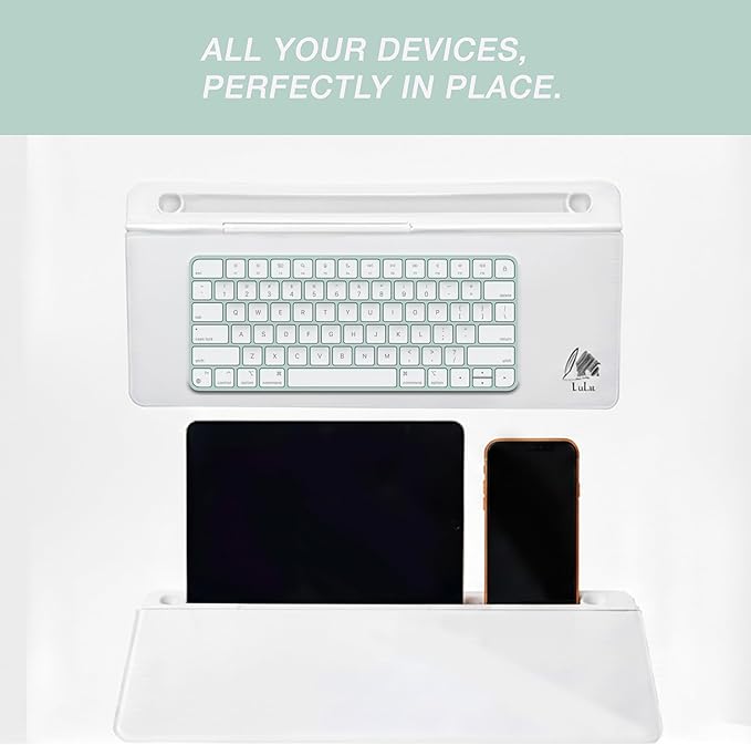 Small Desktop Whiteboard, Glass Dry Erase Board Computer Keyboard Stand Surface Pad with Drawer, Desk Organizer with Accessories for Office, Home, School, to-Do List Board