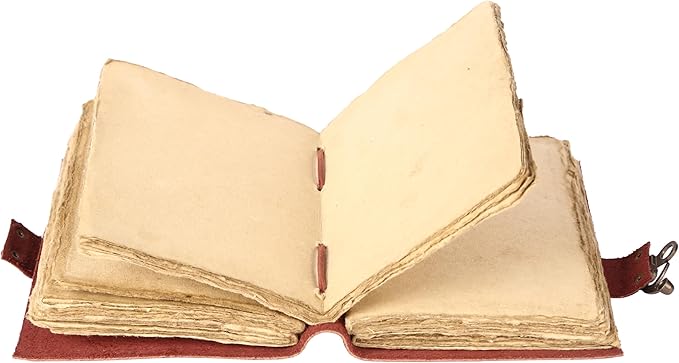 Vintage Leather Journal Handmade Buffalo Non-Refillable Deckle Edge Paper – Leather Bound Journal for Women, Men, C-Lock Closure Ideal for Writing & Travel for Artists (Sunset Peach)