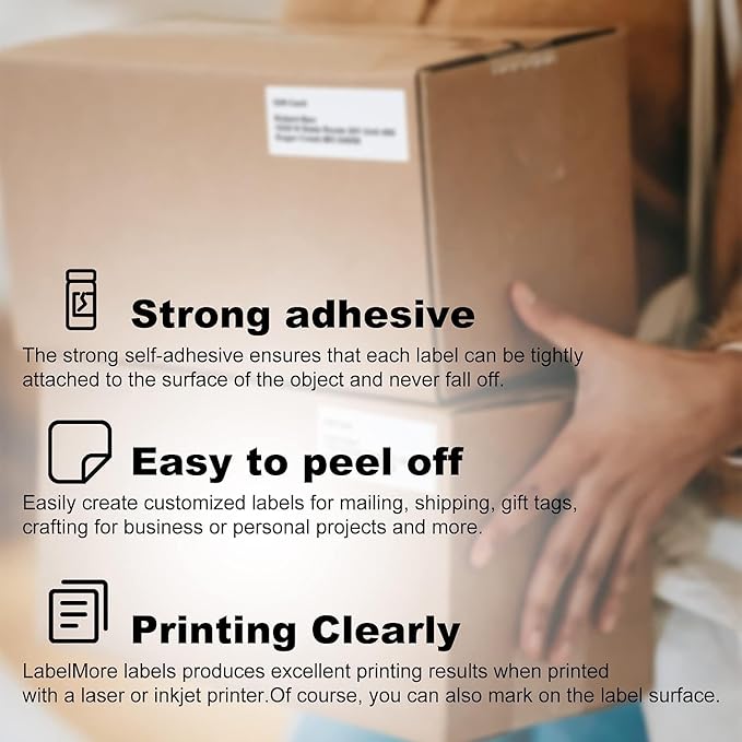 8.5" x 11" Full Sheet Labels, JIQEZNL Premium Label Sticker Paper for Laser & Inkjet Printers - 100 Sheets