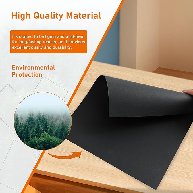 100 Sheets Black Cardstock 8.5 x 11 Certificate Paper, 75lb Premium Printer Paper Card Stock for Invitatins, Crafting, Memus, DIY Making Cards, School Scrapbooking, Graduations