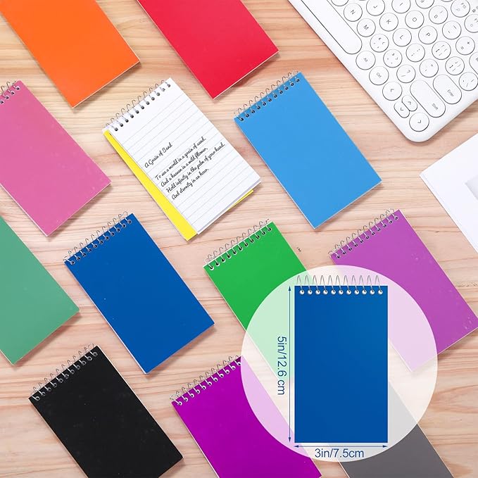 60 Pcs Small Pocket Notebooks 3 x 5 Inch Mini Memo Spiral Notepads Top Bound College Ruled Lined Note Pads for Back School Office Journaling Noting, 75 Sheets/Pad (Rainbow)