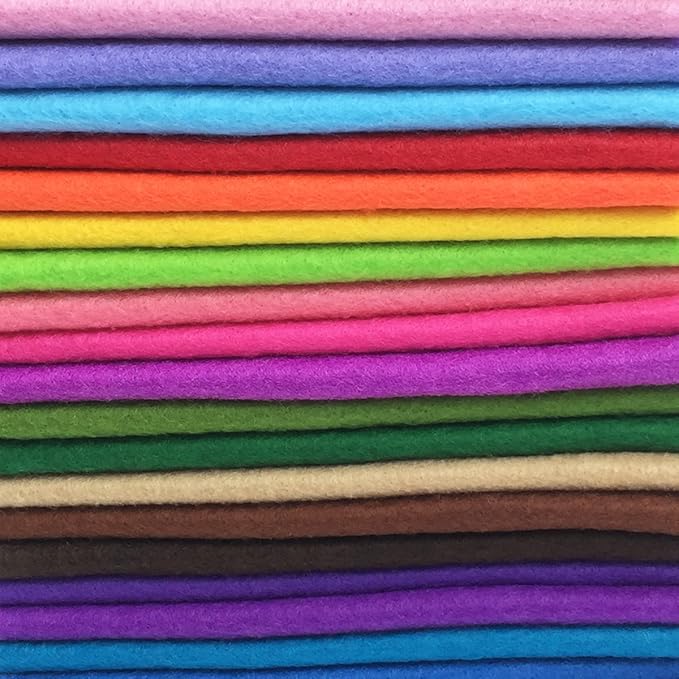 flic-flac 28pcs 12 x 8 inches (30cmx20cm) 1.4mm Thick Soft Felt Fabric Sheet Assorted Color Felt Pack DIY Craft Sewing Squares Nonwoven Patchwork