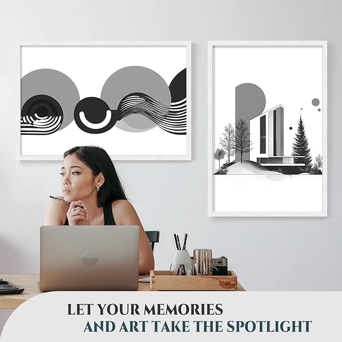 24x36 Poster Frame 4 Pack - White Solid Wood Picture Photo Frame - Woodgrain Series - Room, Office, Gallery, Studio Display - Wall Hanging