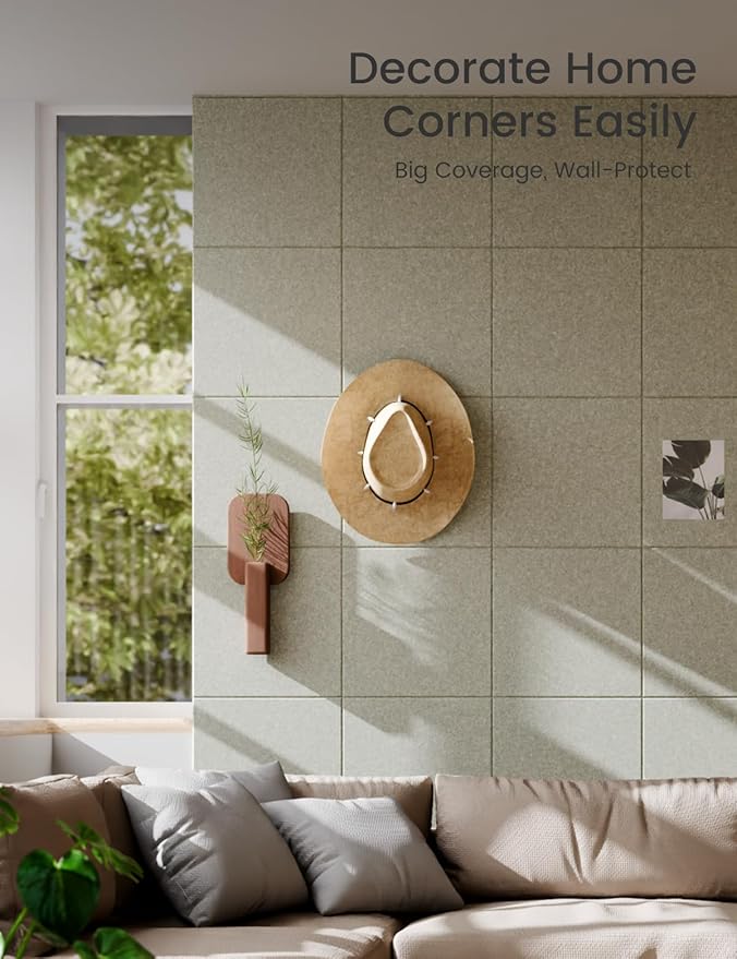 Large Felt Bulletin Board 36" x 24" Cork Board Alternative-6 Pack with 40 Safe Removable Adhesive Tabs, Cork Boards for Walls Cork Board for Home Office Classroom Pin Board - Sage