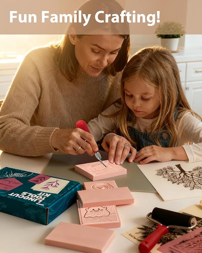 Rubber Linoleum Blocks for Printmaking: 10Pcs 4" x 6" Stamp Carving Kit - Perfect for Linocut Block Printing Supplies, Stamp Making, Craft Materials and DIY Art Projects