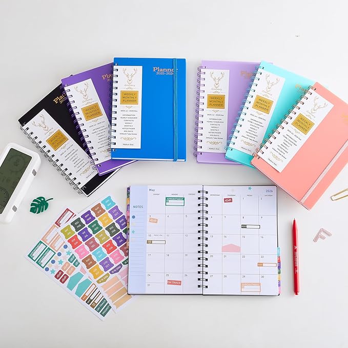 Daily Planner 2025-2026, Weekly and Monthly Planner 2025-2026 Academic Year, July 2025-December 2026 Calender Planner, 8.2"×5.5", 18 Months (JUL.2025-DEC.2026 Pink)