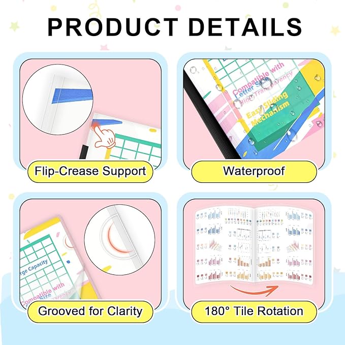 TOTiyea 100 Pack Letter Size Clear Report Covers with Sliding Bars, 9mm (70 Sheet Capacity) Sliding Bar File Folders, Black