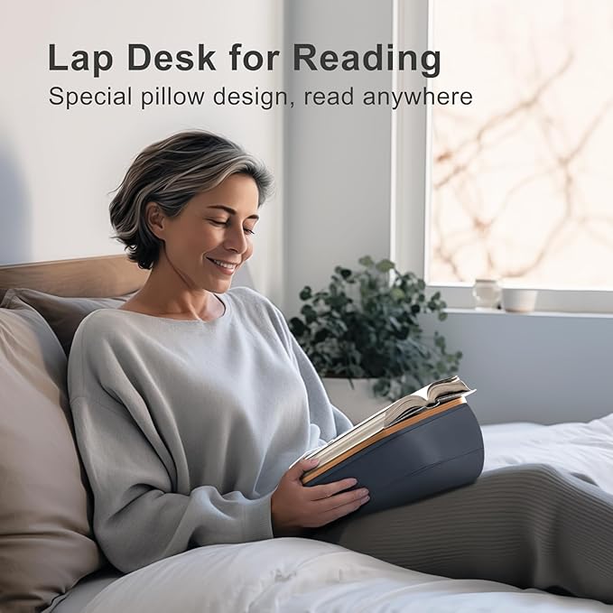 Lap Beanbag Book Stand for Hands Free Reading Comfortable Reading Pillow Stand Minimize Neck Strain Perfect Idea for Book Lovers in Dorm Room or Anywhere Else with Bookseat(Gray)