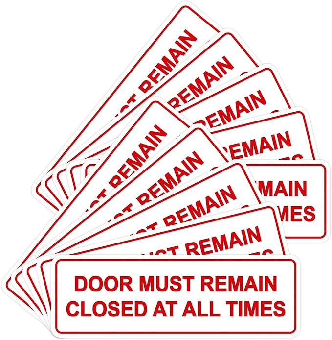 Signs ByLITA Standard Door Must Remain Closed At All Times Sign (White/Red) - Medium 10 Pack