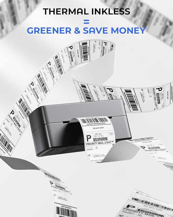 Phomemo 4x6 Shipping Label Printer - 241BT Bluetooth Thermal Label Printer Compatible with iOS&Android, Windows, Mac, Chrome OS, Wireless Thermal Printers for Small Business, Barcode, Packages - Black