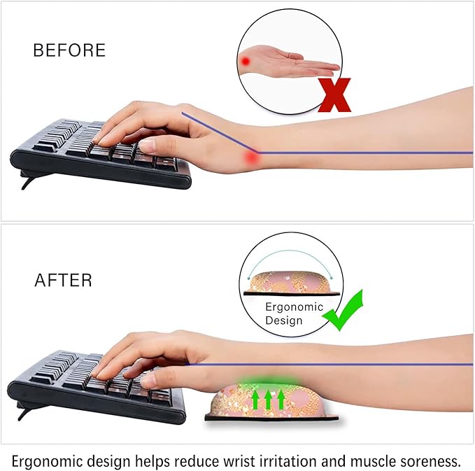 ArtSo Mouse Pad Keyboard Wrist Rest Support Ergonomic, Upgraded Cushion Mousepad Gel Memory Foam Non-Slip Rubber Base Pain Relief & Easy Typing for Home,Office, Pink Orange Stay Positive