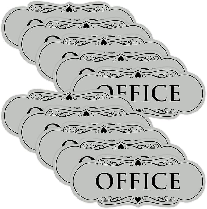 All Quality Designer Office Sign | Easy Installation - Lt Gray - Small (10 Pack)