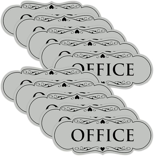 All Quality Designer Office Sign | Easy Installation - Lt Gray - Small (10 Pack)