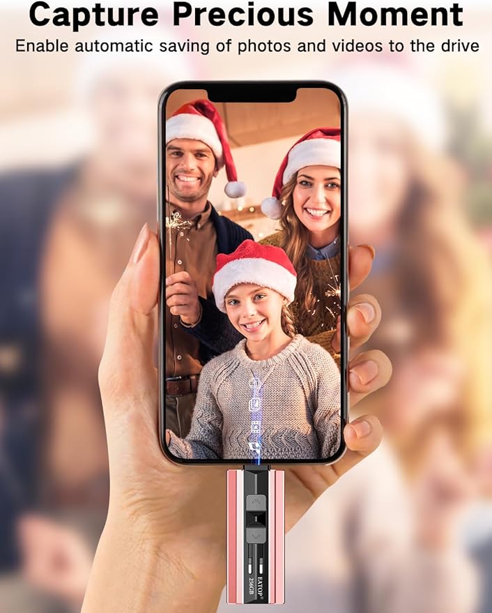 256GB Flash Drive Intended for Phone Tablet Androidphone and Computers, 4 in 1 Photo Stick for Phone Memory Storage Easily Backup Photos Videos, Plug and Play, No App Required (Light Pink)