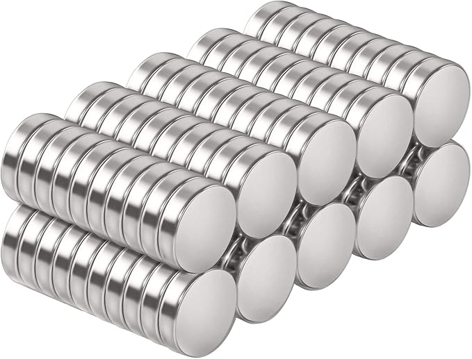 SMARTAKE 100 Pcs Refrigerator Magnets, 10x2.3mm Small Round Fridge Magnet, Multi-Use Premium Neodymium Office Magnets for Fridge, Whiteboard, Billboard in Home, Kitchen, Office and School (Silver)