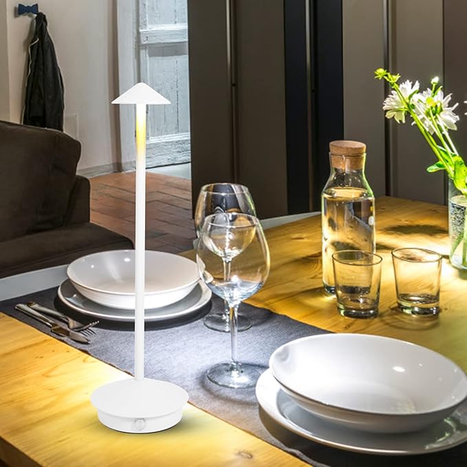 Cordless Table Lamp 2 Pack, Portable Led Desk Lamp 6000mAh Battery Operated Table Lamp, Mordern Rechargeable Night Light in Aluminum, Dimmable Table Light for Indoor Outdoor