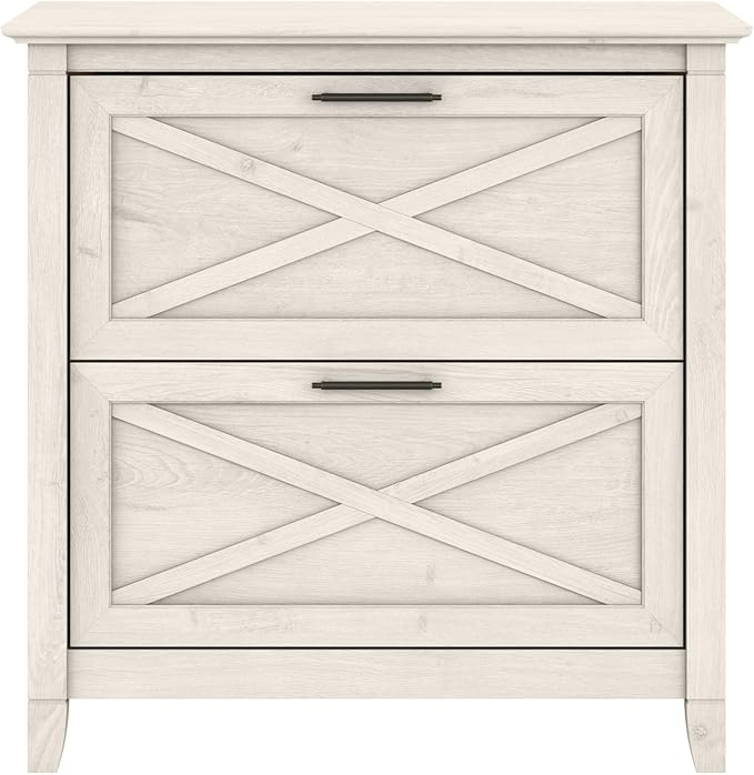 Bush Furniture Key West 2 Drawer Lateral File Cabinet in Linen White Oak | Document Storage for Home Office | Accent Chest with Drawers
