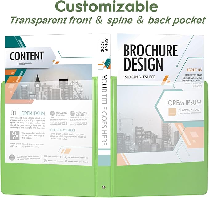 COMIX Standard 3 Ring Binder 1 inch with Clear View Cover, 1" Round Ring View Binder Holds 200 Sheets of US Letter Size Paper, 6 Pack (Light Green)