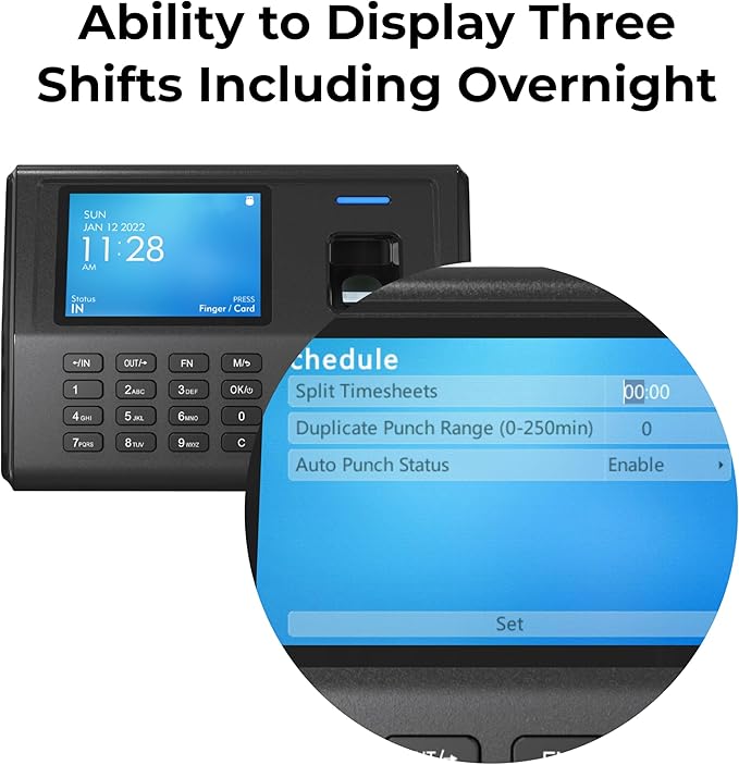 ANVIZ Time Clocks for Small Business Employees - No Monthly Fee No Software Required - Fingerprint Biometric Clock in and Out Machine - Right Out of The Box, Finger + RFID + Pin Punching