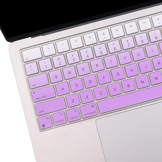 2 Pack Keyboard Cover for 2025-2021 MacBook Pro 14" 16" M4 M3 M2 M1 Pro/Max, 2025-2023 MacBook Air 13" 15" M4 M3 M2, Ultra Thin Keyboard Skin for 14.2" 16.2" MacBook Pro /13.6" 15.3"-Ombrepurple