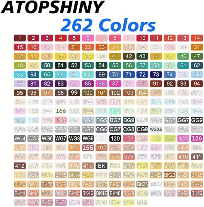 Alcohol Markers 262 Colors Drawing Pens Set Dual Tip Permanent Art Markers for Kids and Adult Gifts -262 Black shell Refillable