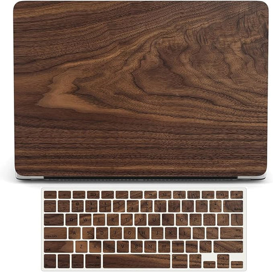 Bandless Laptop Case Compatible with MacBook Pro 13 inch CD-ROM Model: A1278(Old Version 2012/2011/2010/2009/2008), Protective Plastic Hard Shell Cover & Keyboard Skin - Wood Grain