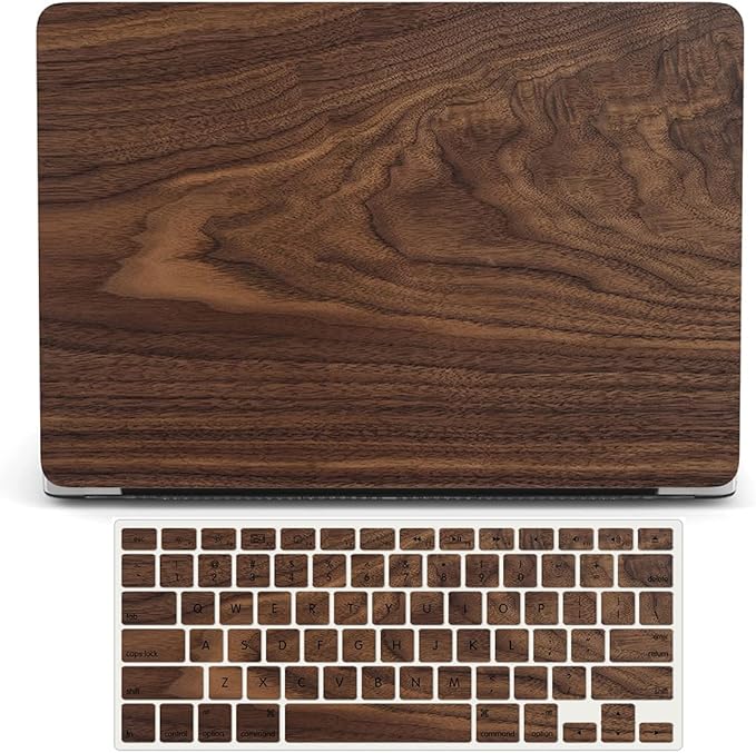 Bandless Protective Case Compatible with MacBook Pro 14 Inch 2021 M1 Pro/Max Model A2442, Plastic Laptop Hard Shell Case with Keyboard Cover Skin for MacBook Pro 14inch with Touch ID - Wood Grain