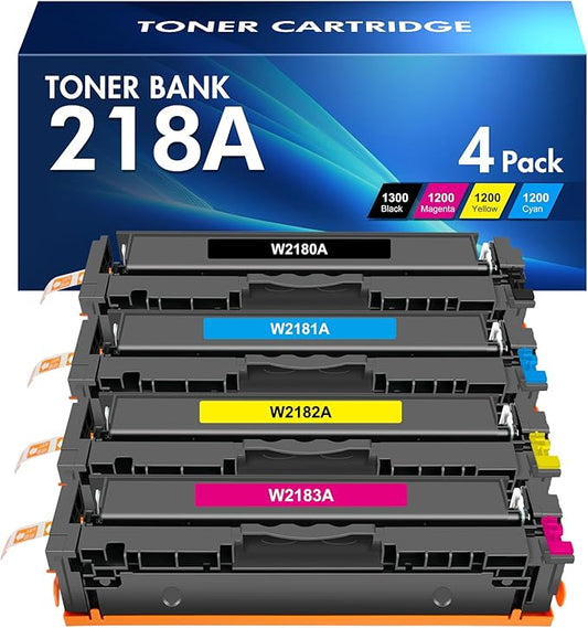 218A 218X Toner Cartridges 4 Pack 3301dw Compatible Replacement for HP 218A 218X Color Laserjet Pro MFP 3301fdw 3301cdw 3201dw 3301sdw Printer High Yield Ink Set W2180A (Black Cyan Yellow Magenta)