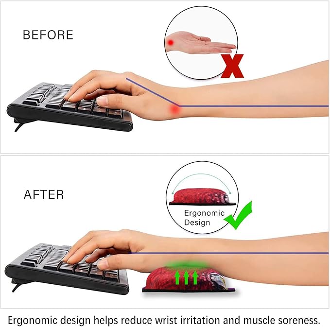 ArtSo Upgraded Wrist Rest Support for Mouse Pad & Keyboard, Ergonomic Gel Mousepad Non-Slip Rubber Base Home,Office Pain Relief, Easy Typing Cushion Neoprene, Soft Memory Foam, Red Van Gogh Painting